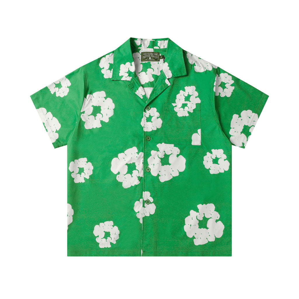 Camisa Denim Tears  Cotton Wreath Cuban Shirt Light Green