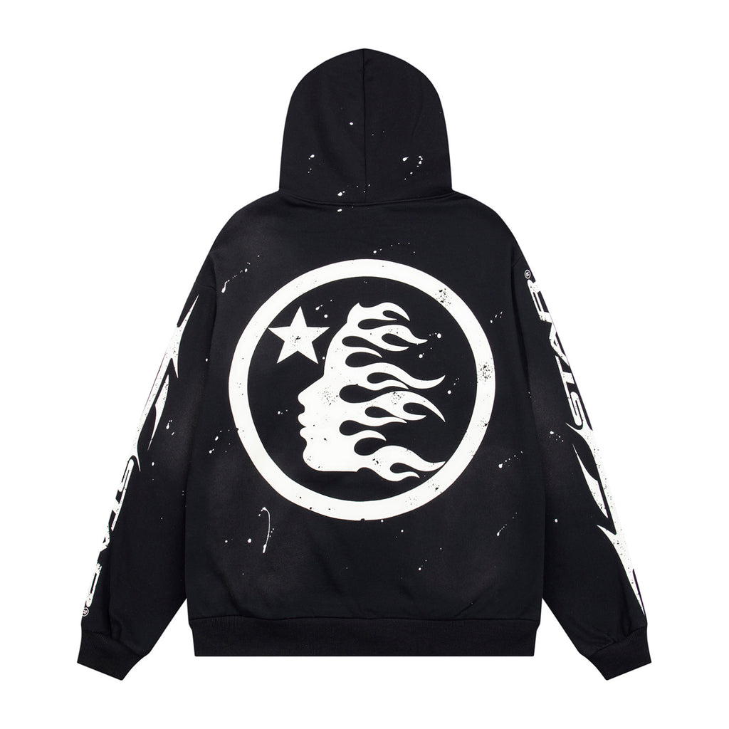 Hoodie Hellstar "Drip Star" (Black & White Splatter)