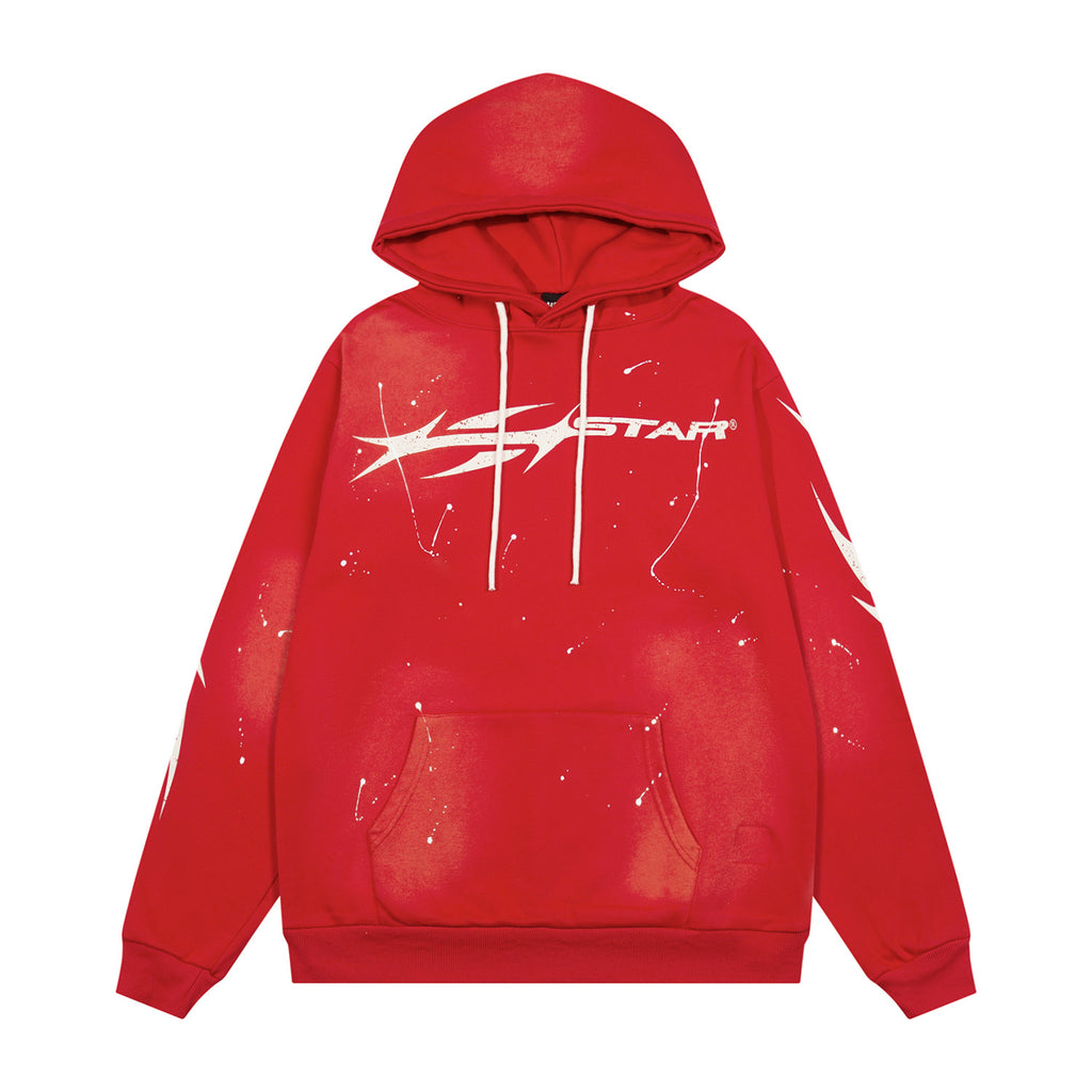 Hoodie Hellstar "Drip Star"  (Red & White Splatter)