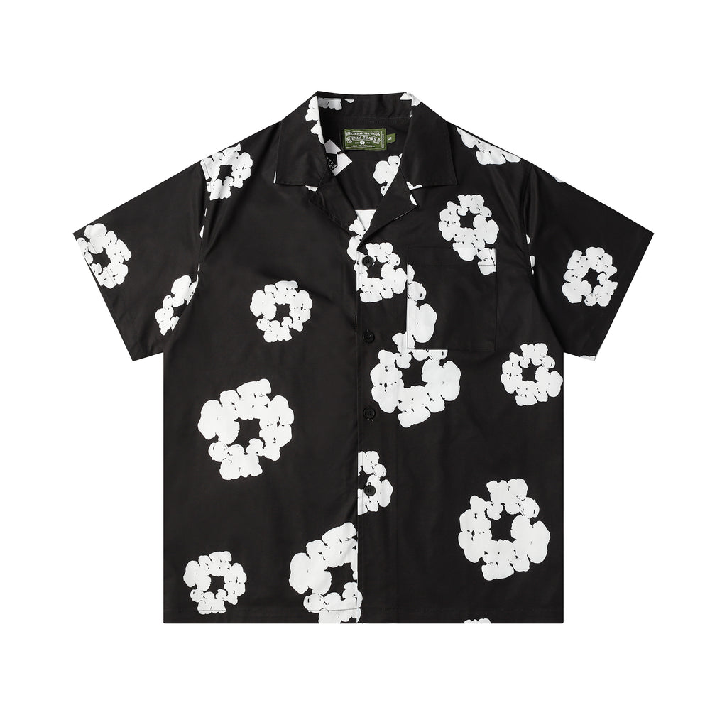 Camisa Denim Tears  Cotton Wreath Cuban Shirt Light Black