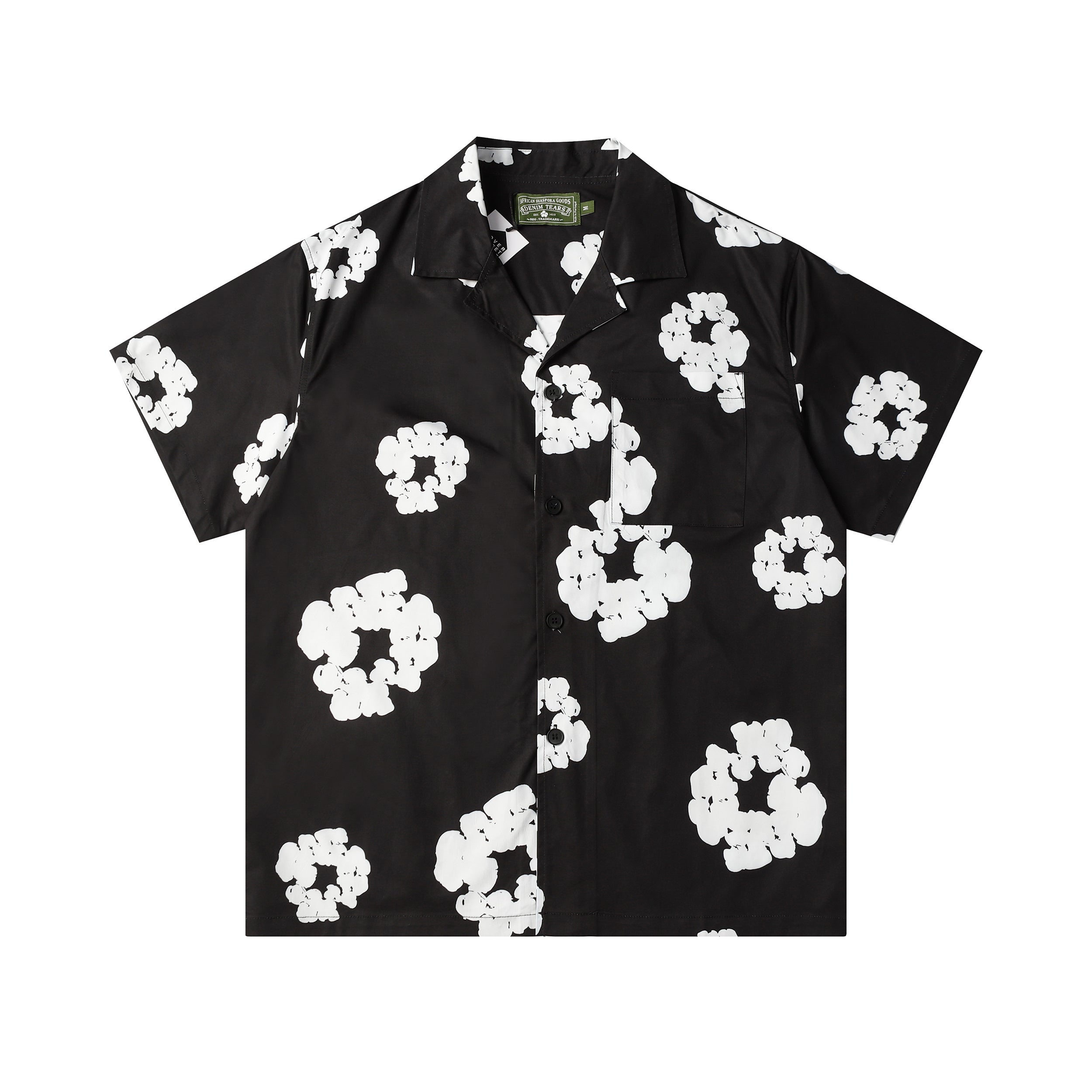 Camisa Denim Tears  Cotton Wreath Cuban Shirt Light Black