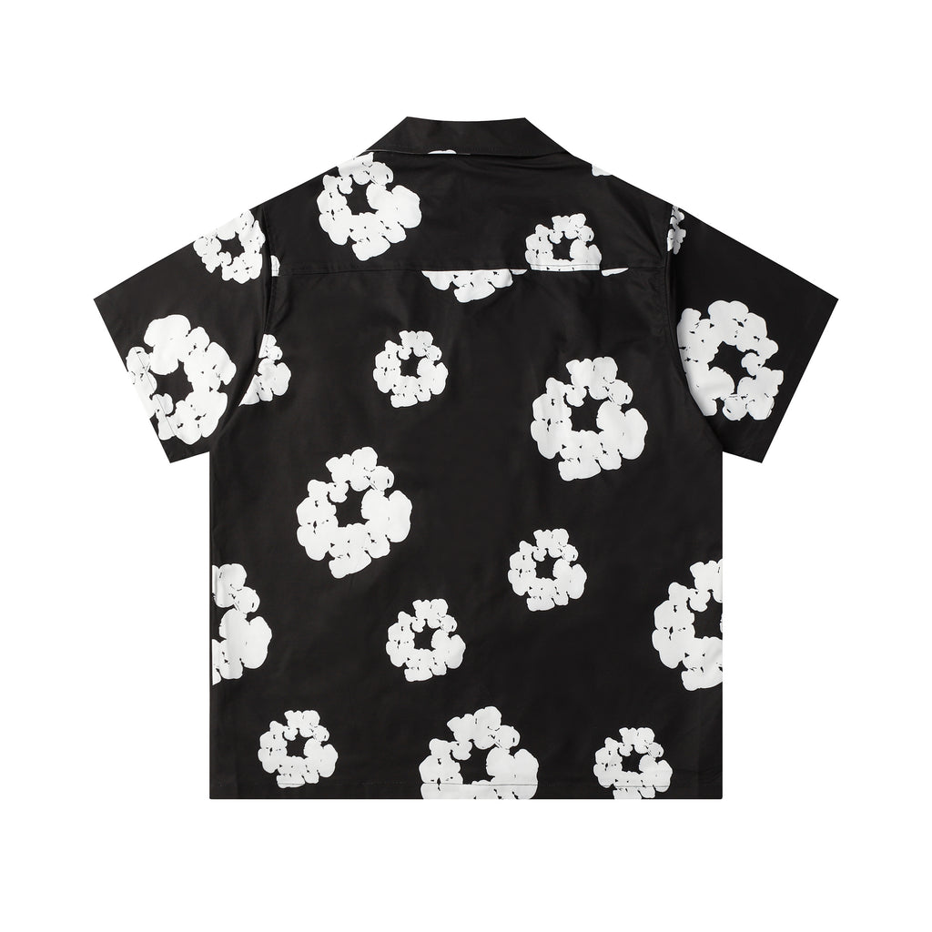 Camisa Denim Tears  Cotton Wreath Cuban Shirt Light Black