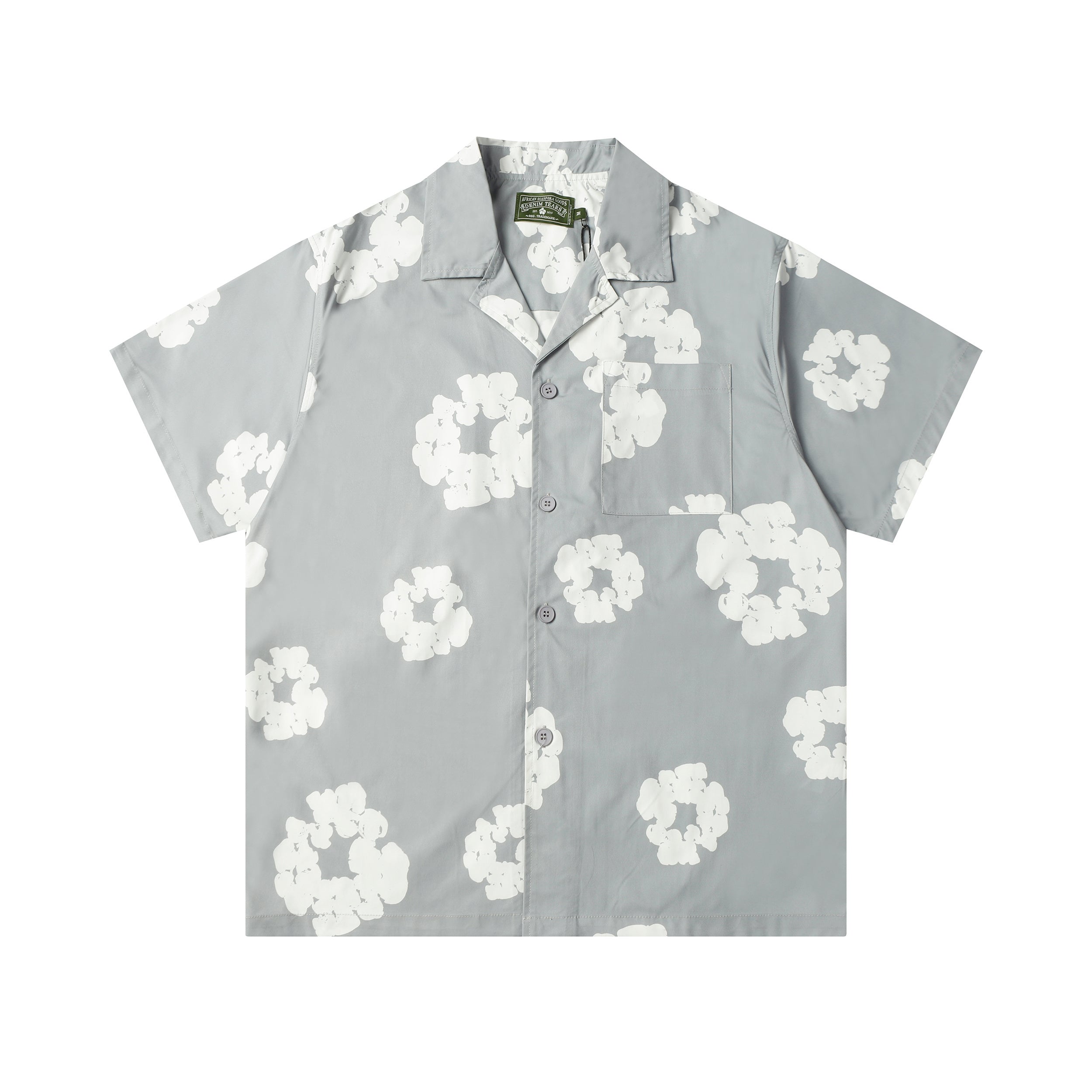 Camisa Denim Tears  Cotton Wreath Cuban Shirt Light Grey