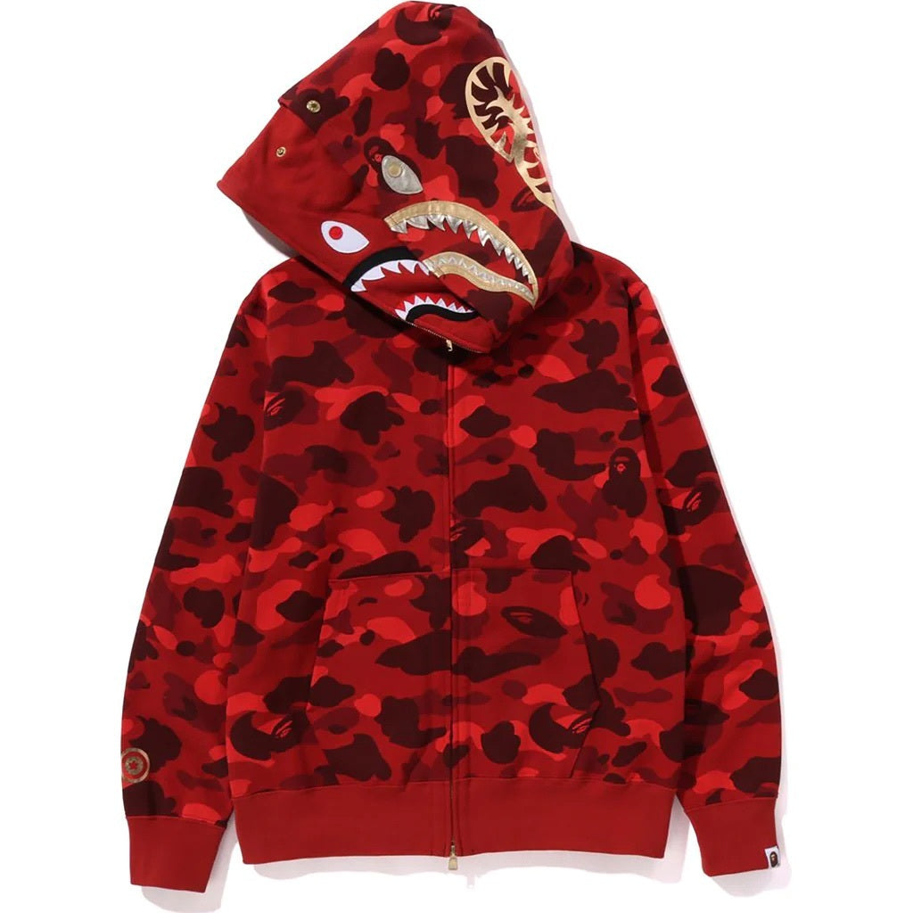 Bape Color Camo Red Shark Full Zip Hoodie