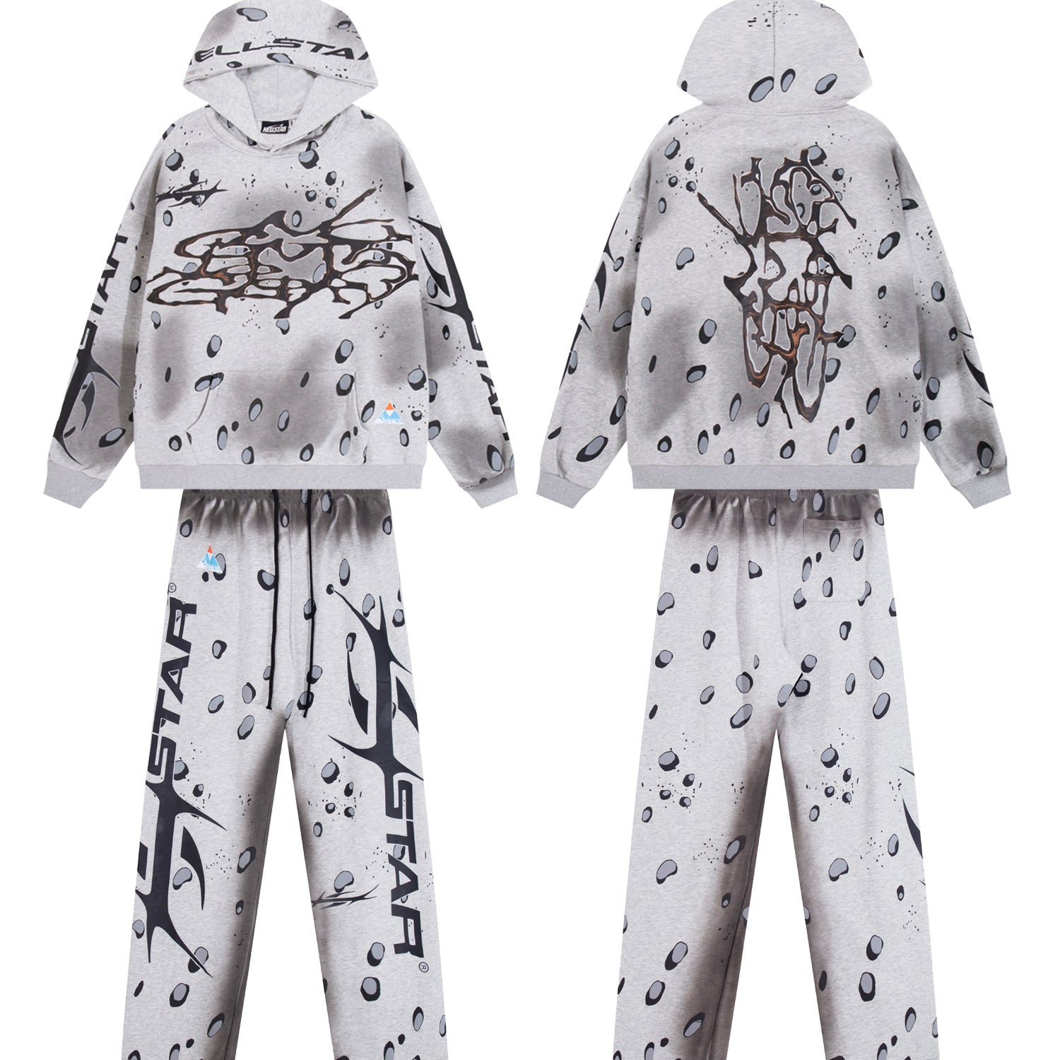 Conjunto Hellstar "Brainwashed" Tracksuit (Heather Grey Splatter Edition)