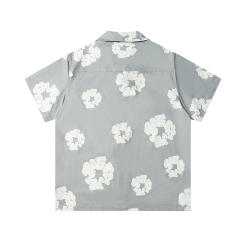 Camisa Denim Tears  Cotton Wreath Cuban Shirt Light Grey