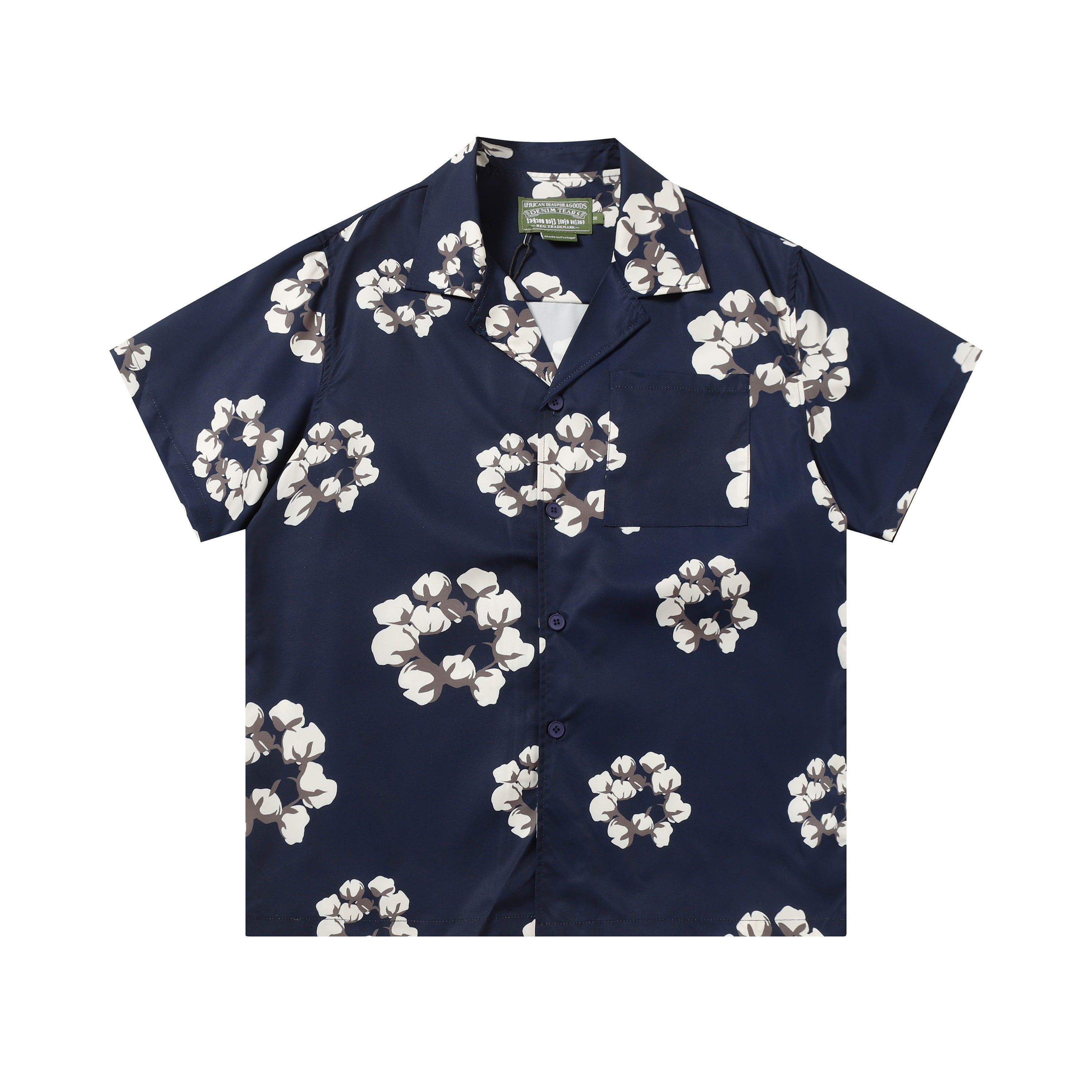 Camisa Denim Tears  Cotton Wreath Cuban Shirt Navy