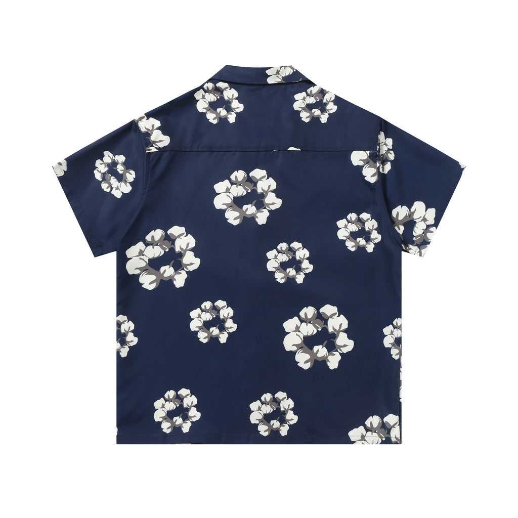 Camisa Denim Tears  Cotton Wreath Cuban Shirt Navy