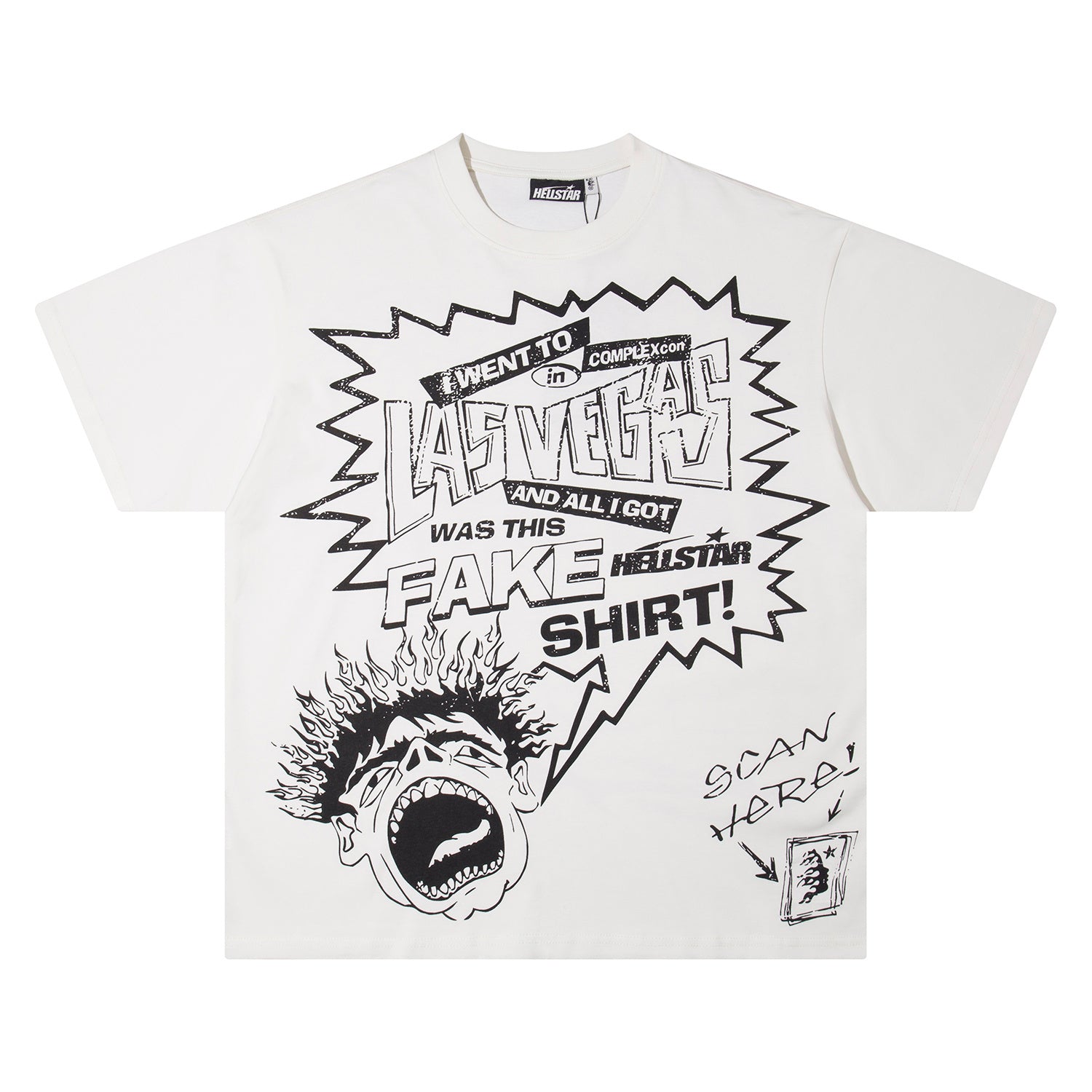 Hellstar "Fake Shirt" Graphic Tee - White Edition.