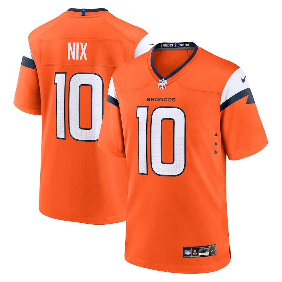 NFL Denver Broncos Bo Nix Nike 2024 Design Home Game Jersey (Sunset Orange Edition)