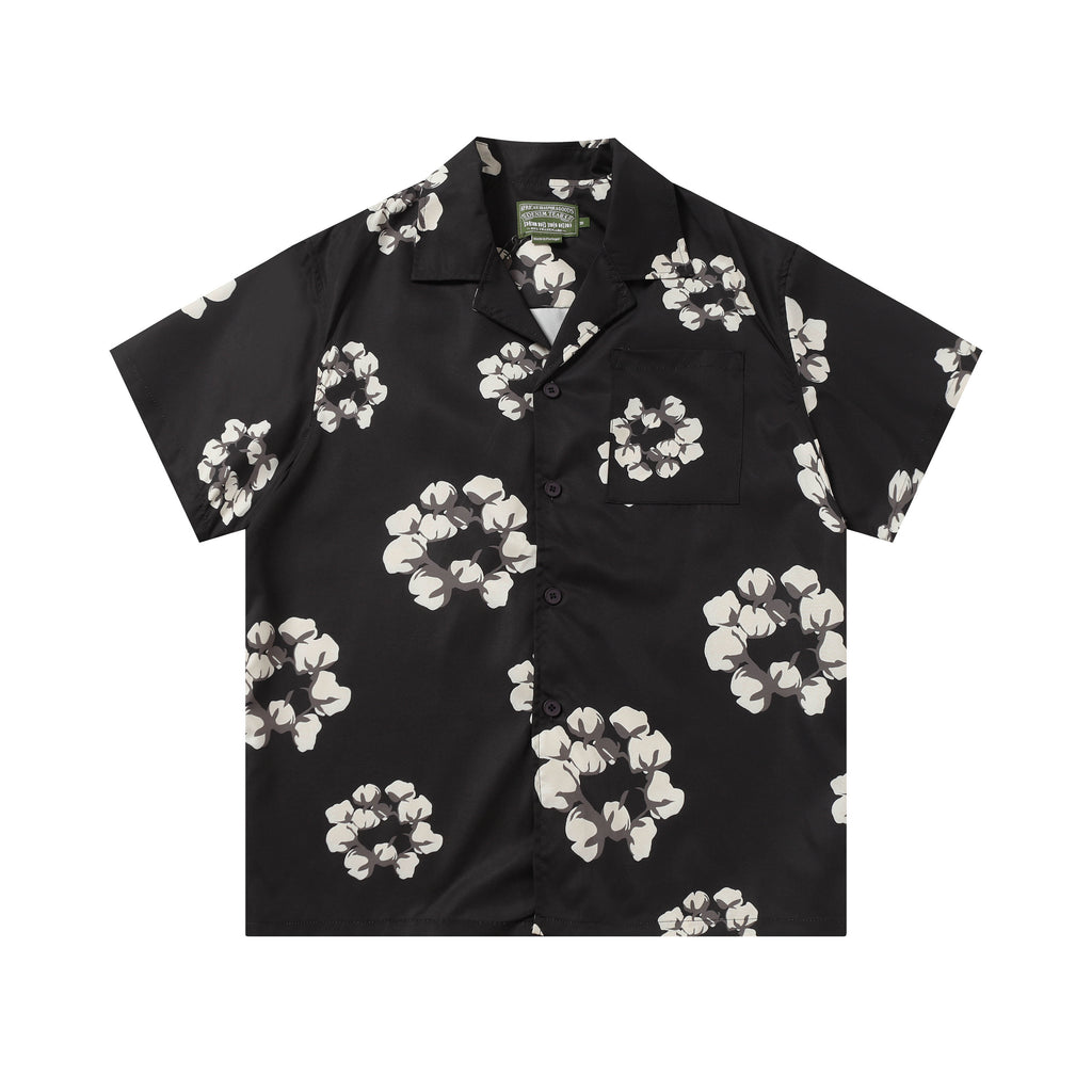 Camisa Denim Tears  Cotton Wreath Cuban Shirt Black/White