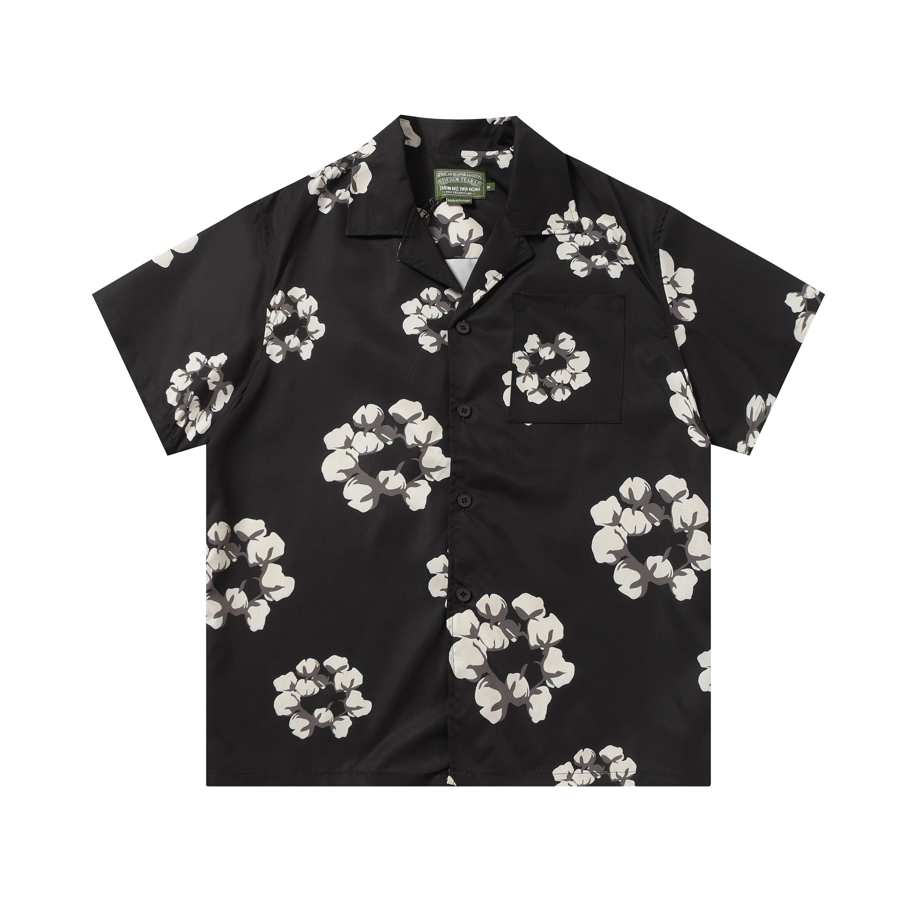 Camisa Denim Tears  Cotton Wreath Cuban Shirt Black/White