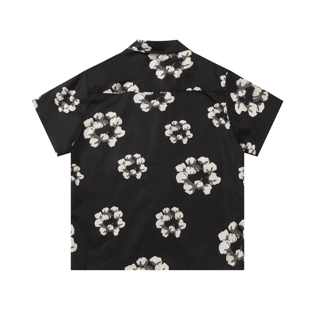 Camisa Denim Tears  Cotton Wreath Cuban Shirt Black/White