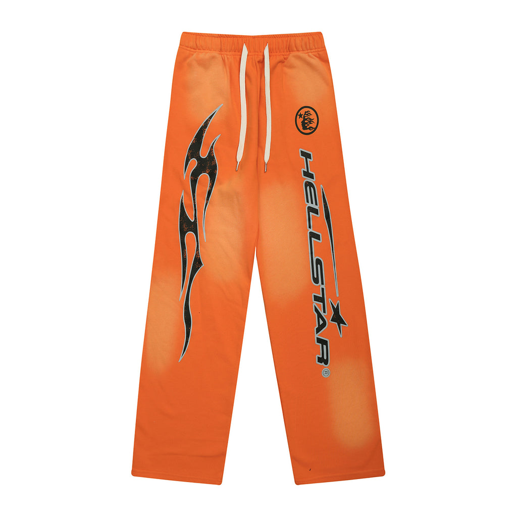 Sweatpants Hellstar Athletics Orange "Vertical Logo & Flame"