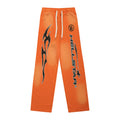 Sweatpants Hellstar Athletics Orange "Vertical Logo & Flame"