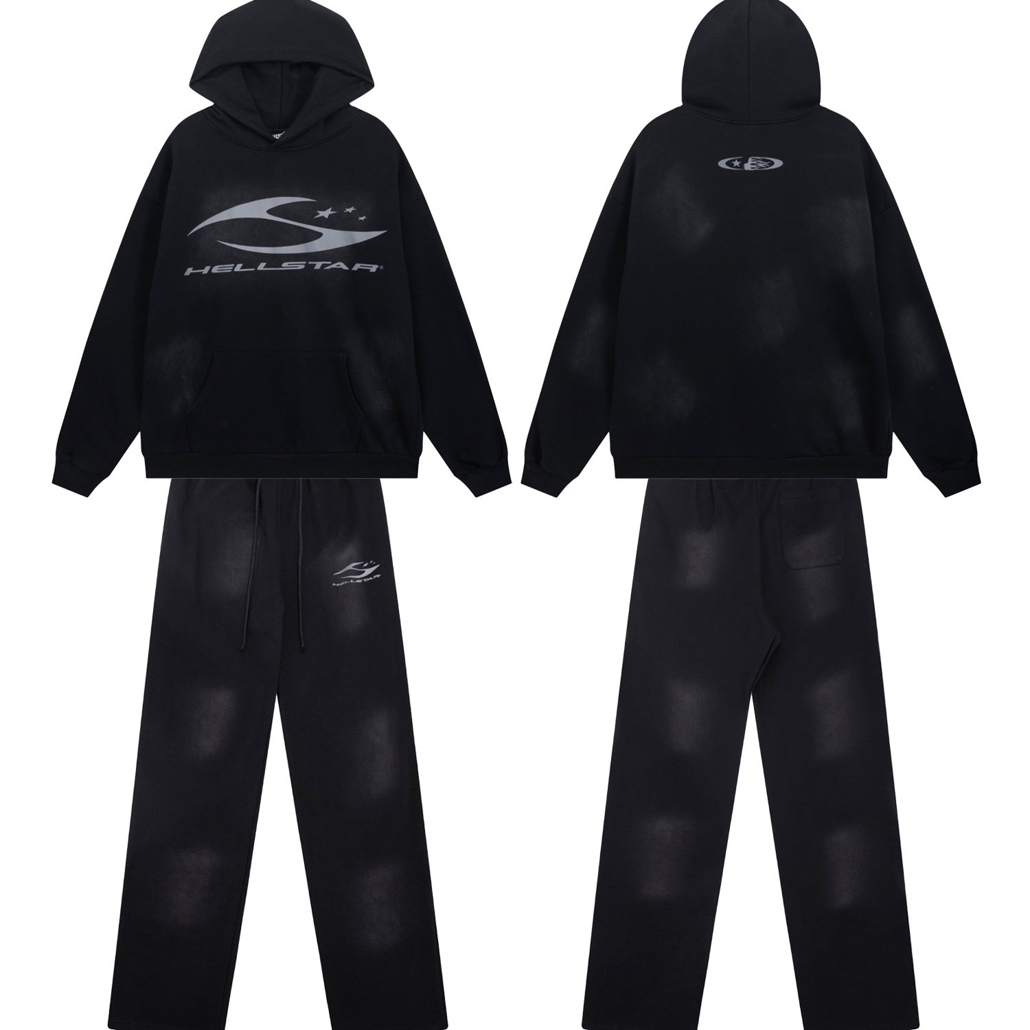 Conjunto Hellstar "Eclipse Shadow" Tracksuit (Black & Charcoal Edition)