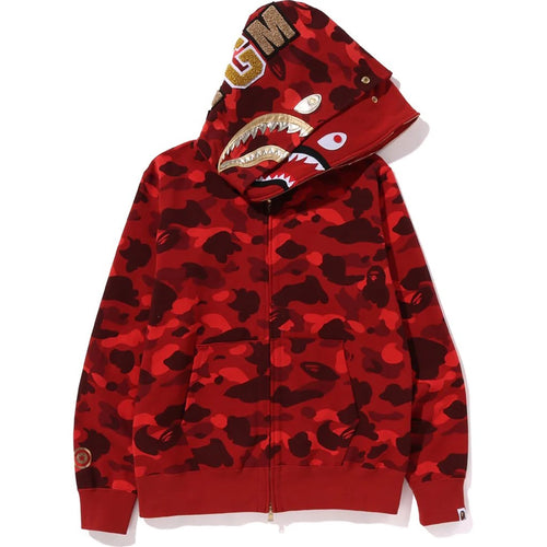 Bape Color Camo Red Shark Full Zip Hoodie