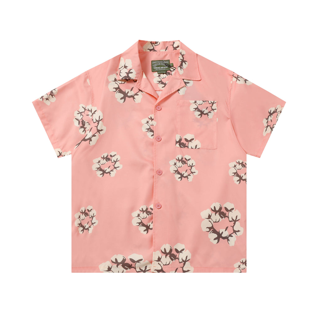 Camisa Denim Tears  Cotton Wreath Cuban Shirt Pink