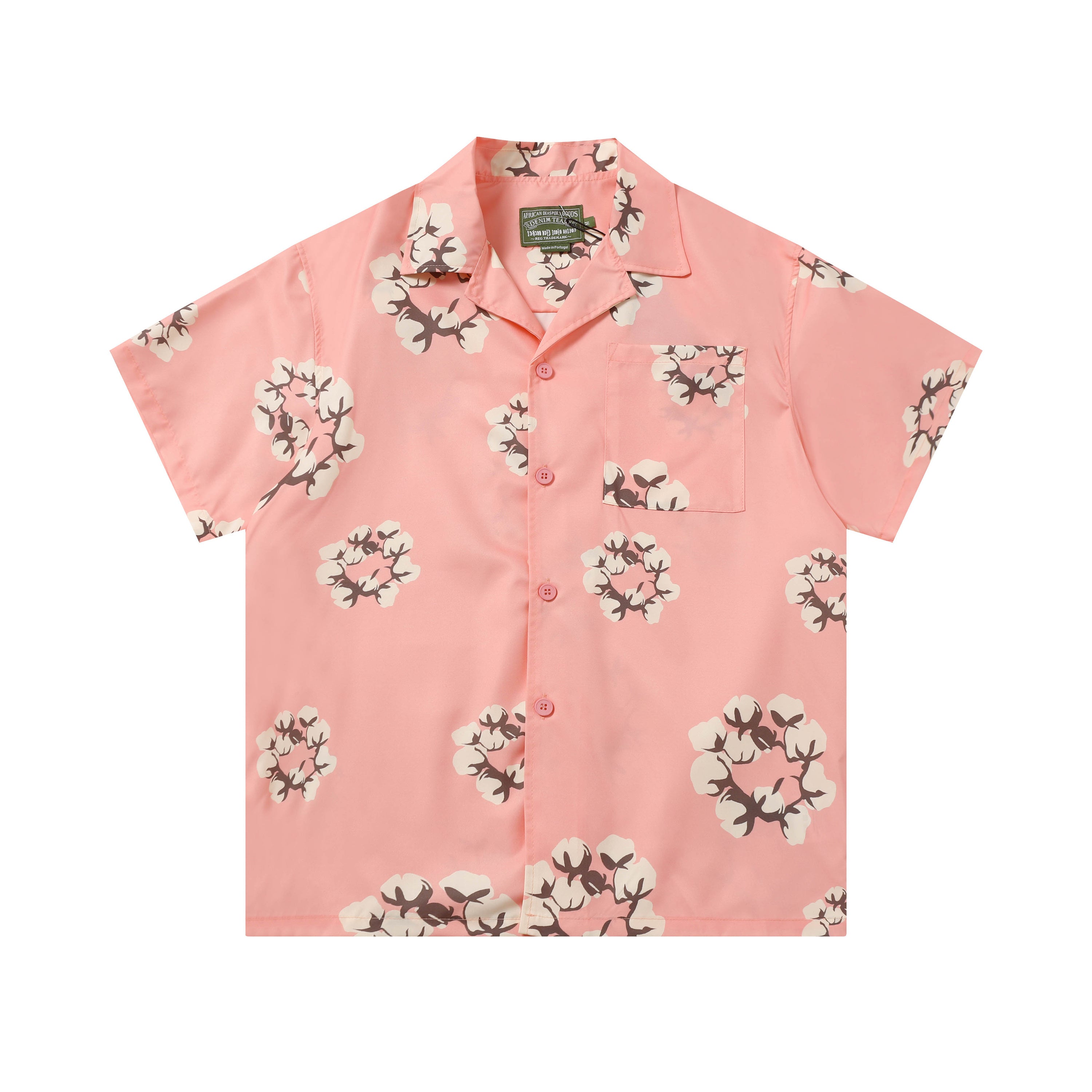 Camisa Denim Tears  Cotton Wreath Cuban Shirt Pink