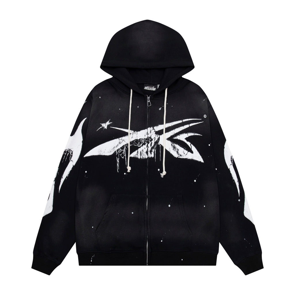 Hoodie Hellstar "  "Winged Star" Zip-Up  (Black Edition)