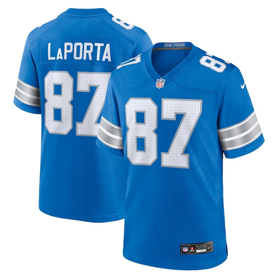 NFL Detroit Lions Sam LaPorta Nike Home Game Jersey (Honolulu Blue Edition)