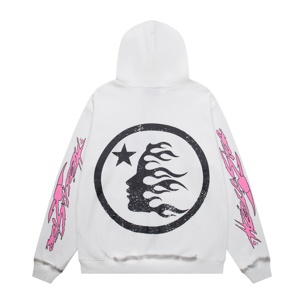 Hoodie Hellstar "  "Inferno Records" Zip-Up (White Edition)