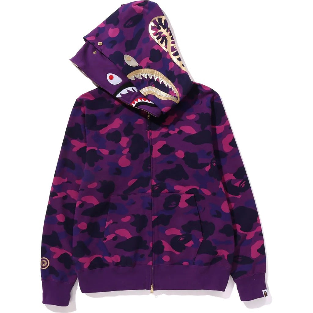Bape Color Camo Purple Shark Full Zip Hoodie